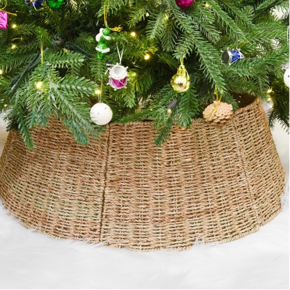Natural Woven Christmas Tree Skirt 26 inch